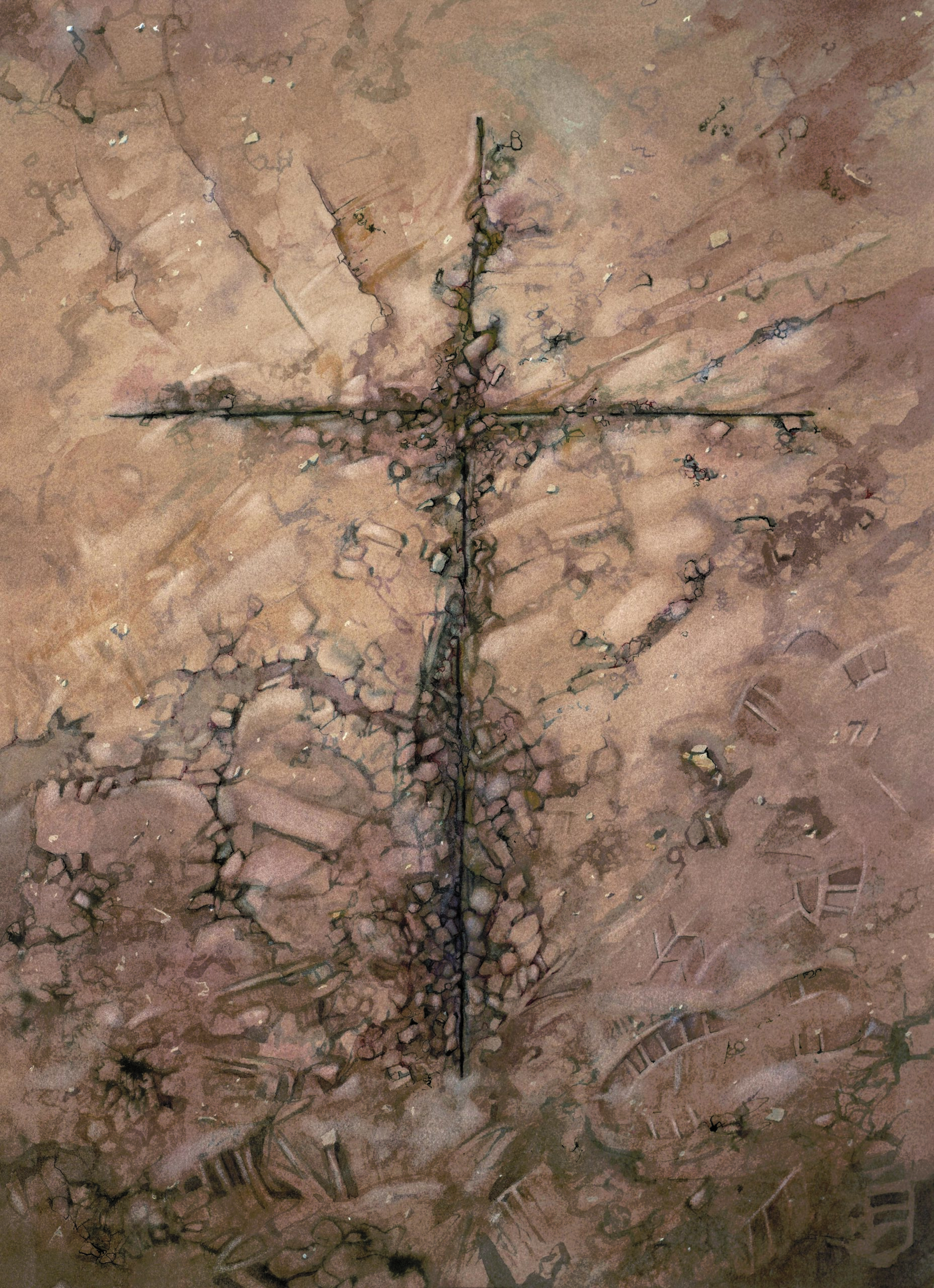 Earth Cross watercolour 65 x 49cm