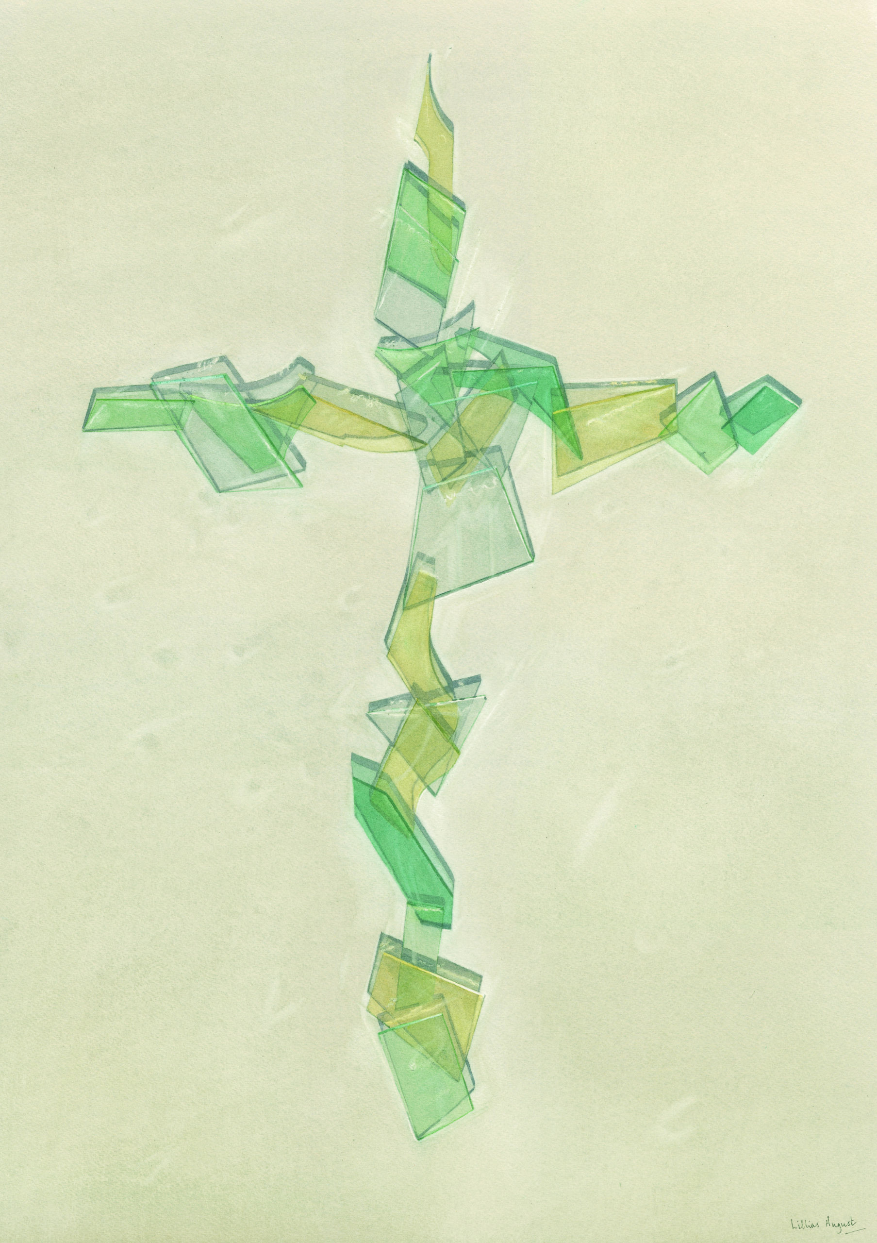 Glass Cross watercolour 71 x 50cm