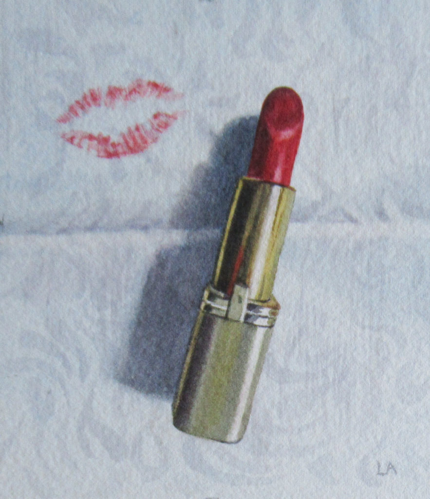 Lipstick on damask 11 x 9.5cm