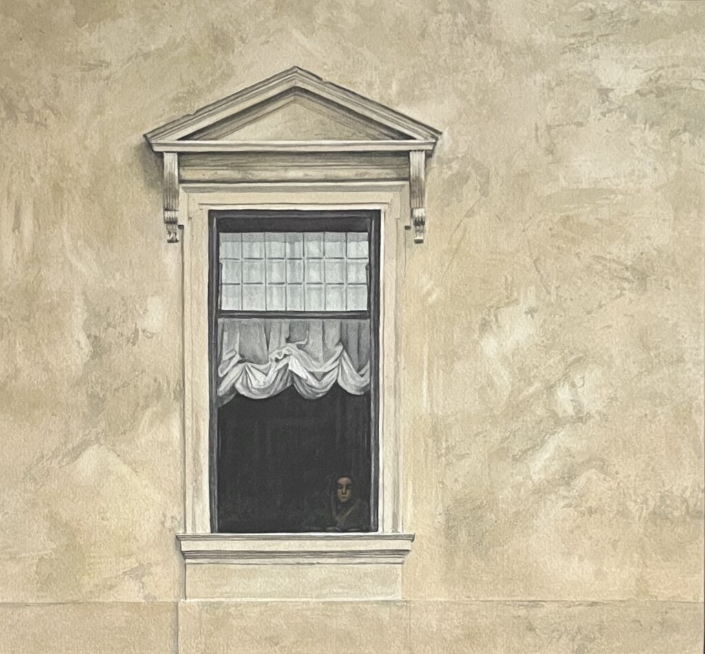 Palladian visitor, Italy 32 x 35cm