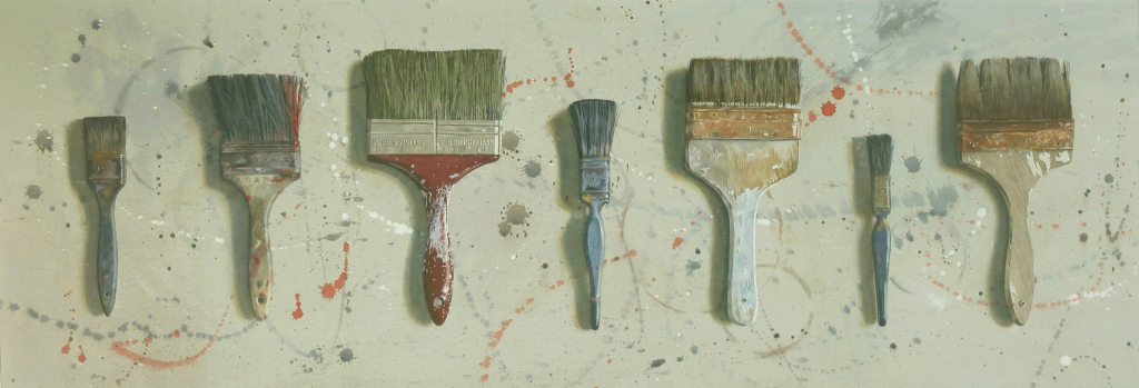 Seven brushes  40 x 109cm Watercolour by Lillias August © b