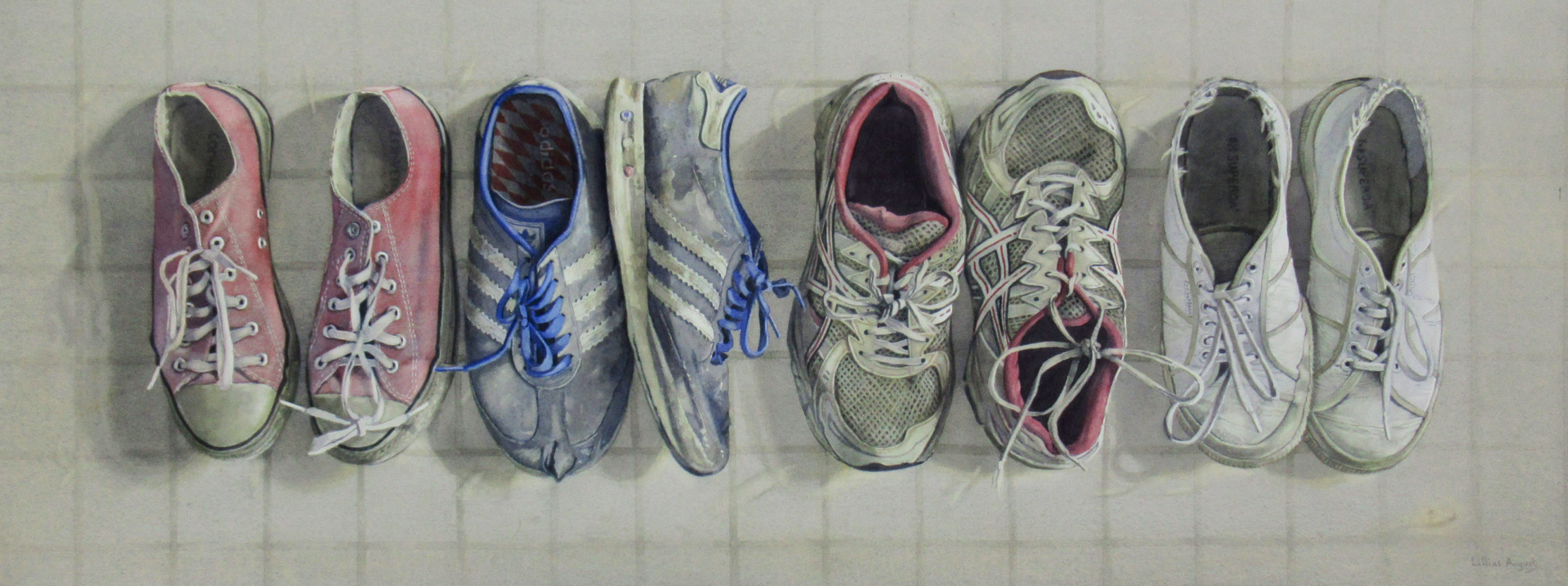 Old trainers 37 x 96cm